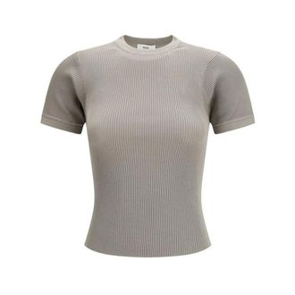 Rier Zijden T-shirt met ronde hals - Dames - Truien - Beige - Maat: S Zijde