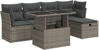 vidaXL Vidaxl - Set De Muebles De Jard&iacute;n 6 Pzas Y Cojines Rat&aacute;n Sint&eacute;tico Gris
