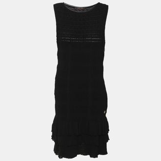 Roberto Cavalli Black Knit Midi Dress