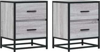 vidaXL Vidaxl - Mesitas noche 2 uds madera ingeniería gris Sonoma 40x31x50 cm
