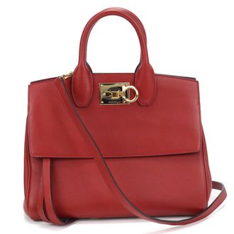 Ferragamo Red Color Leather Tote Bag (Pre-Owned)