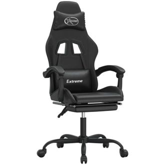 vidaXL Silla Gaming Con Reposapi&eacute;s Cuero Sint&eacute;tico Negro Vidaxl