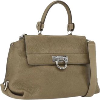 Ferragamo Pre-owned Handbags, female, Green, Size: ONE SIZE Pre-owned Leather Handbag