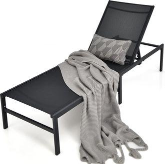 Costway Costway Tumbona Ajustable Para Exterior Con Respaldo De 6 Posiciones/tumbona De Acero Antioxidante Con Tejido De Secado R&aacute;pido Para Piscina, Playa, Pa