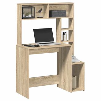 Berkfield Home Desk with Shelves Sonoma Oak 100x45x140 cm Engineered Wood in Brown | Size: 100 x 45 x 140 cm