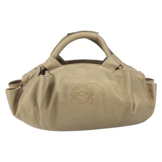 Loewe Anagram Logo Nappa Aire Hand Bag Leather Gold Leather Handbag (Pre-Owned)