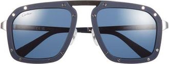 Cartier 55mm Polarized Navigator Sunglasses in Blue at Nordstrom