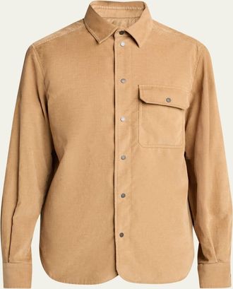 Moncler Mens Cotton-Leather Shirt Jacket