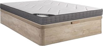 Vente-Unique Conjunto somier arc&oacute;n natural claro + colch&oacute;n de muelles ensacados 5 zonas con acolchado de espuma viscoel&aacute;stica de 23 cm de grosor - BABYLONE de YSM&Eacute;