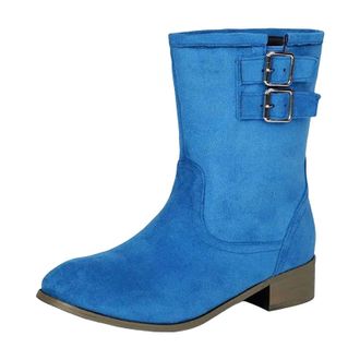 Generic Womens Leisure Ankle Boots Round Toe Med Chunky Heel Slip On Design With A Decorative Buckle Casual Daily Booties