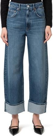 Mavi Sandra Cuffed High Waist Ankle Wide Leg Jeans in Mid Brushed Blue at Nordstrom Rack, Size 27 X 28