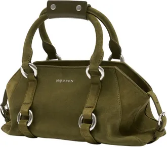 Alexander McQueen Womens Farringdon Top Handle Bag Green Calfskin