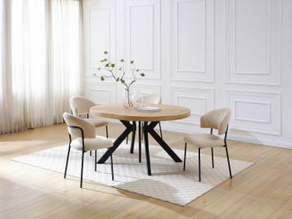 Vente-Unique Tavolo da pranzo allungabile da 6 a 12 coperti in MDF e Acciaio Naturale chiaro e Nero - KOMONI