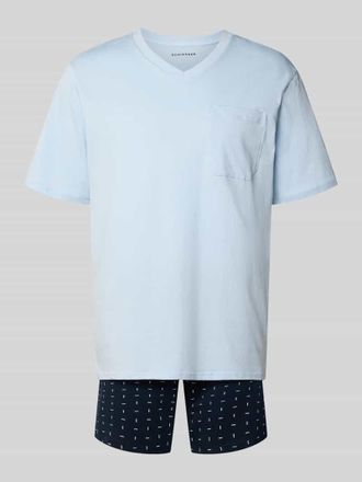 Schiesser Pyjama in minimalistischem Design in Hellblau, Gr&ouml;&szlig;e 52