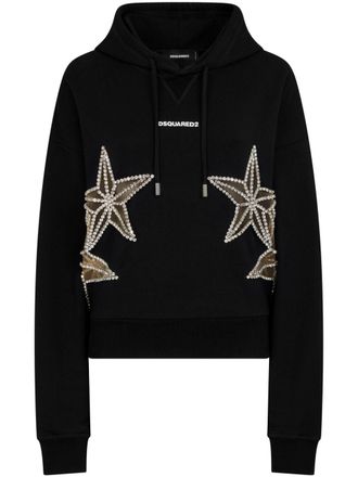 Dsquared2 star-embellished cotton hoodie - women - Cotton - M - Black