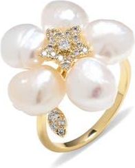 Eye Candy Los Angeles Bree Cubic Zirconia Flower Statement Ring in Gold at Nordstrom Rack