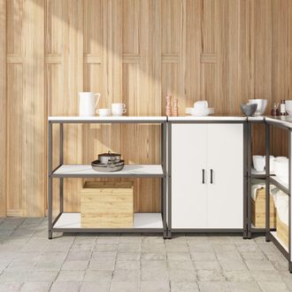 Berkfield Home Kitchen Storage Set with Shelf with Storage with Door Adjustable 2 pcs White 150 x 50 x 92 cm