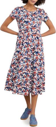 Seasalt Cornwall Veronica Print Stretch Organic Cotton Midi Dress in Campion Bloom Chalk at Nordstrom, Size 16 Us