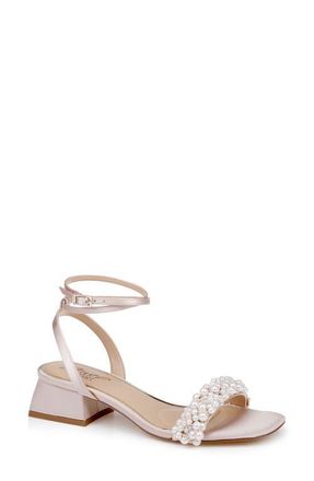 Badgley Mischka Payton Ankle Strap Sandal in Champagne Satin at Nordstrom, Size 8.5