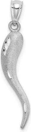 Diamond2Deal 10k White Gold Solid Diamond-Cut Italian Horn Charm