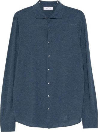 Gran Sasso Long-Sleeve Buttoned-Up Shirt - Heren - Casual Overhemden - Blauw - XL - Katoen - Overhemden