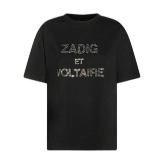 Zadig&Voltaire Edwin T-shirt met Logo-embellissement - Dames - Tops - Zwart - Maat: 2Xs/Xs Katoen