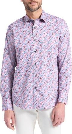 Robert Graham Brucknell Cotton Button-Up Shirt in Pink Multi at Nordstrom Rack, Size Xx-Large