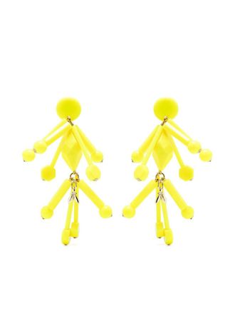 Patrizia Pepe bead-embellished clip-on earrings - Yellow