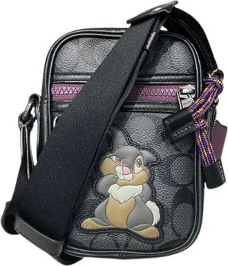 Coach Pre-owned Cross Body Bags, female, Black, Size: ONE SIZE Pre-owned Disney Collaboration Signature Coated Canvas Shoulder Bag