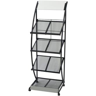 Berkfield Home Magazine Rack 47x40x134 cm Black & White A4 | Size: 47 x 40 x 134 cm