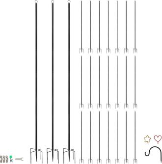 Harbour Housewares Outdoor Iron Festoon Poles - 0.6-2.5M - Black - Pack of 24 | Size: 24 Pack