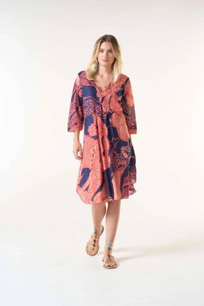Oneseason Portofino Middy Poppy Dress In Coral