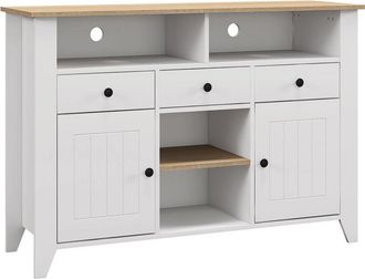 HOMCOM Homcom - Aparador De Cocina Mesa Para Televisores De 50 Pulgadas Con 3 Cajones 2 Puertas 2 Estantes Abiertas Y 2 Estantes Ajustables 120x38x81,5 Cm