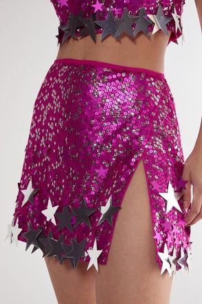 NASTY GAL Limited Embellished Star Trim Mini Skirt in Hot Pink at Nordstrom, Size 10