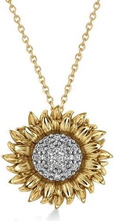 Allurez Sunflower Diamond Pendant Necklace 14k in 0.19Ct,two-Tone Gold at Nordstrom, Size 18