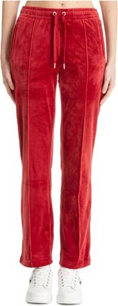 Juicy Couture Mid Waist Drawstring Trainingsbroeken met Swarovski - Dames - Straight fit broeken - Rood - S - Polyester - Broeken
