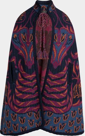 Etro Jacquard Knit Cape Coat