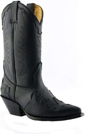 Grinders Arizona HI Unisex Black Leather Cuban Heeled Western Cowboy Dancing Boots 8