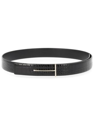 Tom Ford Black Logo Buckle Reversible Belt