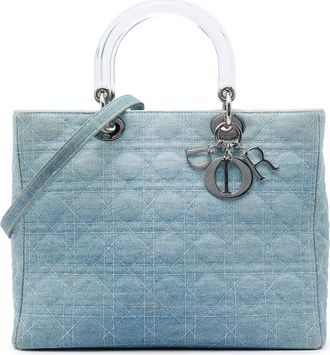 Dior Pre-owned Dior Large Denim Cannage Acrylic Handles Lady Dior Ladies T4IH5SOS0W5WEHPM