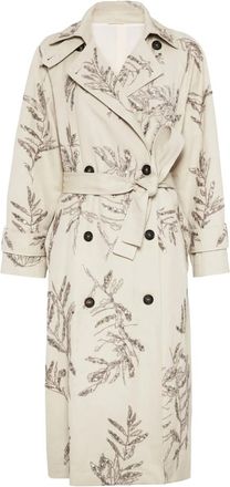 Brunello Cucinelli Trench Flora con ricamo - Toni neutri