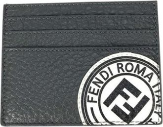 Fendi Vintage, unisex, Grijs, ONE Size, Leer, Pre-owned Card Case