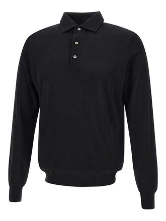 FILIPPO DE LAURENTIIS long-sleeves ribbed polo shirt - Black