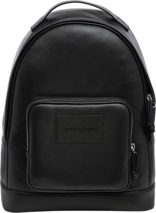 Emporio Armani Stijlvolle rugzak met rits en meerdere vakken - Heren - Rugzakken - Zwart - ONE Size - Leer - Tassen