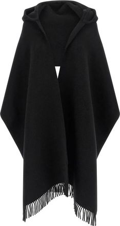 Brunello Cucinelli Jassen, Dames, Zwart, ONE Size, Wol, Gebreide Sjaal met Capuchon