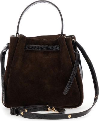 Tory Burch Womens Handbag Romy Bucket Brown Leather Calf Handbags Hand Bags