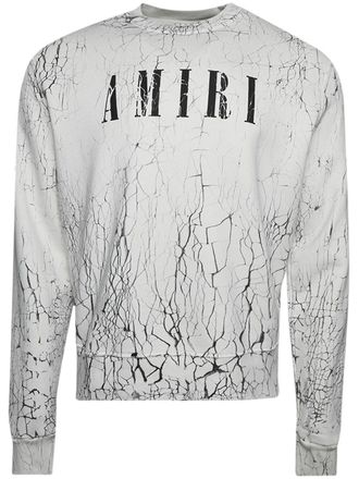 Amiri cracked logo-print sweatshirt - men - Cotton - XXXL - White