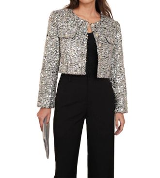 Choklate Paris Jenny Tweed Jacket In Silver
