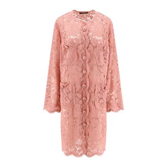 Dolce & Gabbana Abrigo Rosa con Cierre de Bot&oacute;n Monograma - Dresses - Mujer - Rosa - S