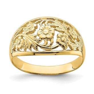 Diamond2Deal 14k Yellow Gold Floral Dome Ring